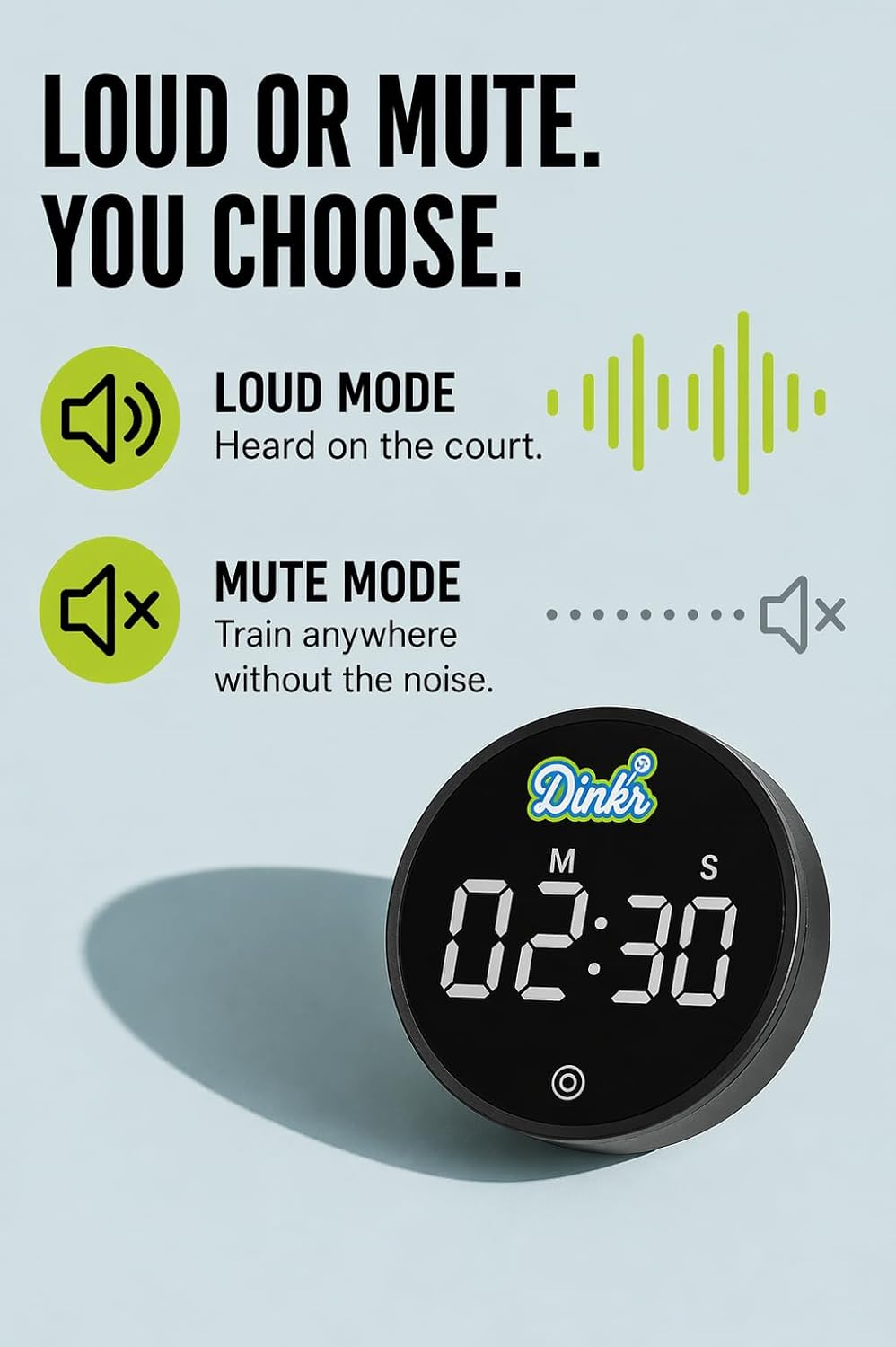 Pickleball timer large display readable in bright sunlight