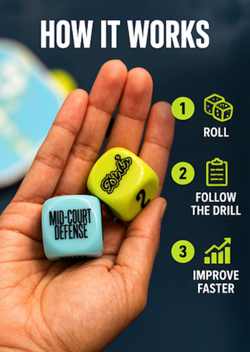 Rolling the Dink'r drill dice to pick a pickleball practice drill