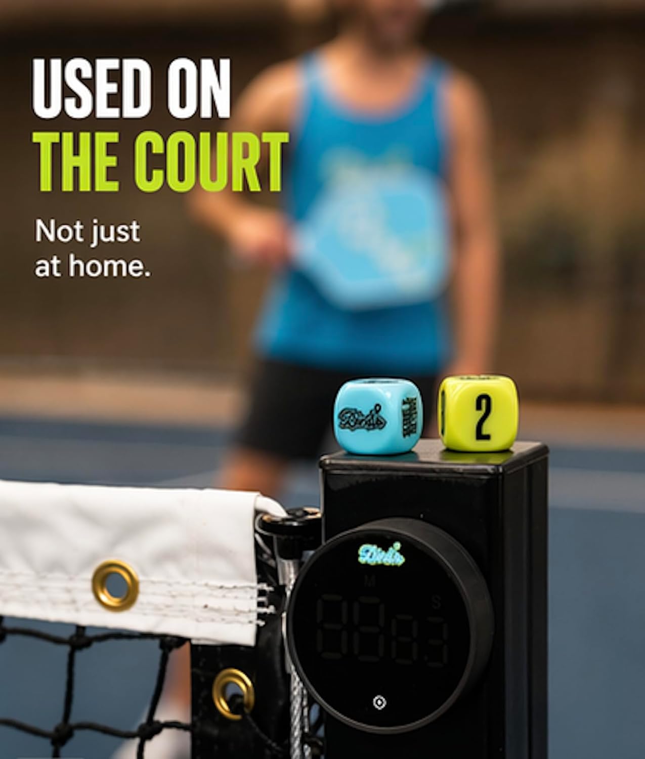 Pickleball players using the drill dice during a group training session