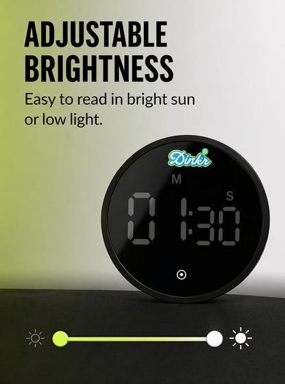 Loud and silent modes on the Dink'r pickleball training timer