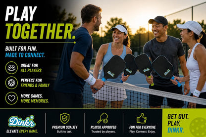 Pickleball player holding a paddle with a freshly wrapped Dink'r overgrip