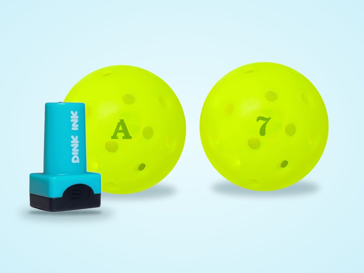 Pickleballs stamped with the letter A and the number 7